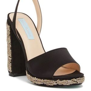 NewπBetsey Johnson Black Carin 5β Platform Sandals shoes size 7 beaded